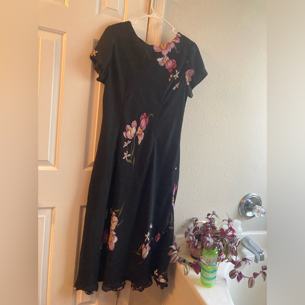 Y2K black and purple floral dress